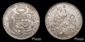 Peru, Lima. 1 Sol 1894. TF.
