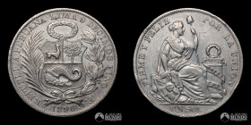 Peru, Lima. 1 Sol. 1896. F.