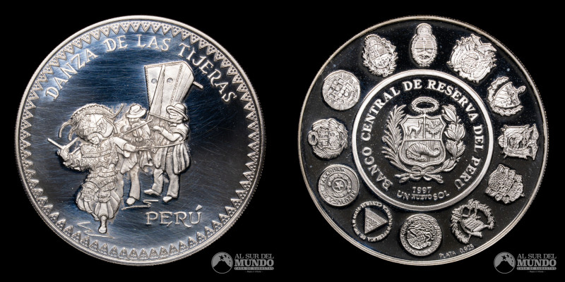 Peru. III Serie Iberoamericana. 1 Nuevo Sol 1997. Danza de las Tijeras. Plata 92...