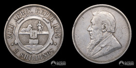Sudafrica, Pretoria. 2 Chelines 1894.