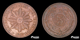 Uruguay. 5 Centesimos 1857.