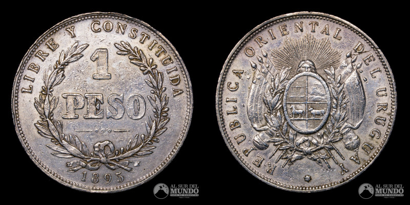 Uruguay. 1 Peso 1895. Plata 900, 37mm; 25.07g. KM17a. (VF)

Estimate: USD 40 -...