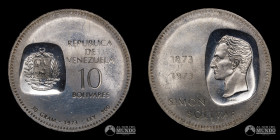 Venezuela. 10 Bolivares. 1973. Conmemorativa: Centenario de Bolivar en la moneda.