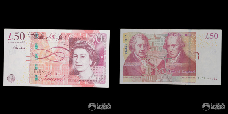 Reino Unido, Banco de Inglaterra. 50 Libras 2011-2018. Reinado de Isabel II (195...
