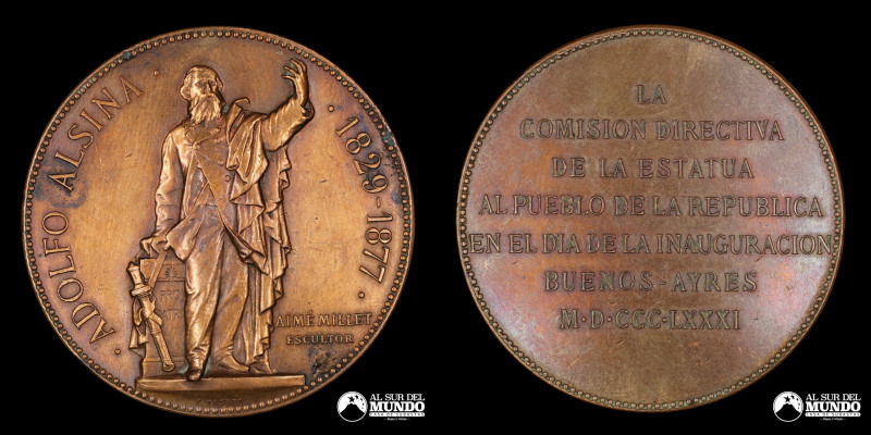 Argentina. 1881. Monumento a Adolfo Alsina. Escultor: Aime Millet. Cobre; 50mm; ...