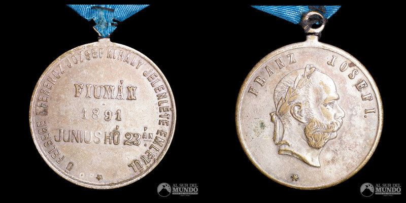 Austria. Franz Joseph I. Medalla Fiuman 1891. Metal Plateado. 31 mm. 10,58 g. (C...