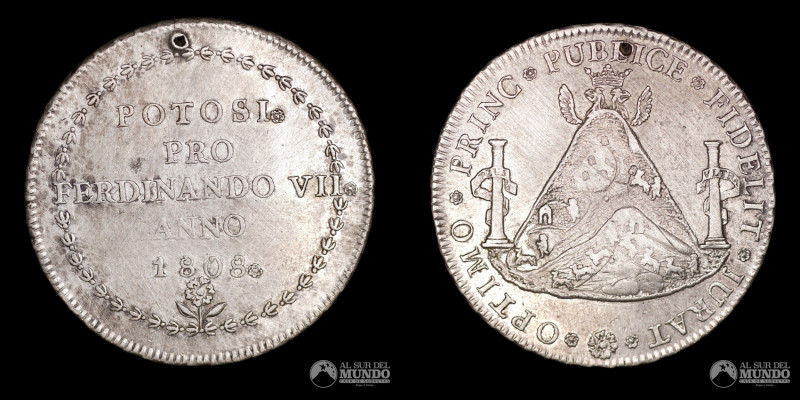 Bolivia, Potosi. Medalla: Proclama de Fernando VII. 1808. Plata 875; 27 g.; 39,5...