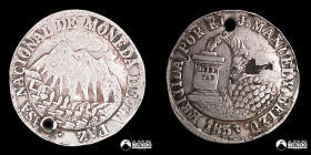 Bolivia. Medalla: Inauguracion de la Casa de Moneda de La Paz. 1853. Valor monetario de 2 Soles.