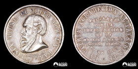 Bolivia. Medalla: Inauguracion de la moneda a vapor en Potosi. 1869. Plata. Piefort.