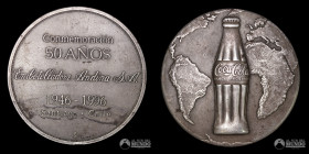 Chile, Santiago. Medalla: Coca-Cola - 50 años de la Embotelladora Andina. 1996. Plata.