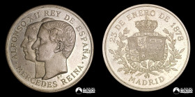 España. Medalla: Matrimonio de Alfonso XII y Mercedes de Orleans. 1878.