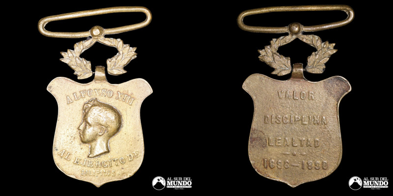 España. Filipinas. Alfonso XIII Al Ejercito Filipinas 1898. Bronce. 38 mm. 20,39...