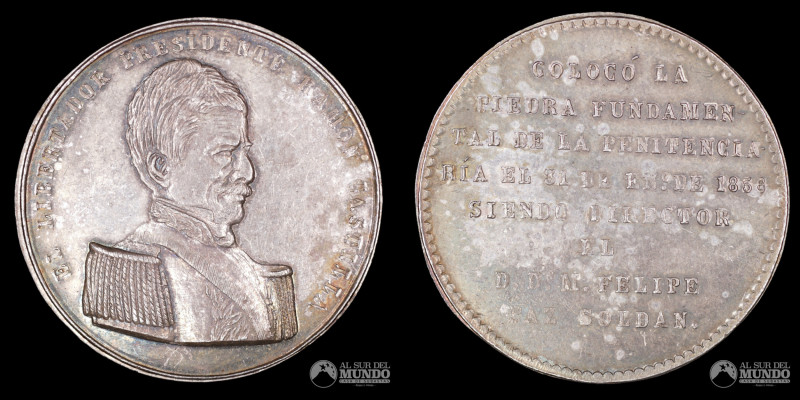 Peru. Medalla: Colocacion de la piedra fundamental de la Penitenciaria de Lima p...
