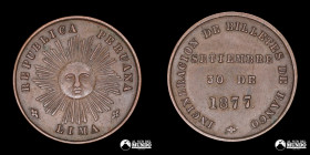 Peru. Medalla: Incineracion de billetes de banco. 1877.