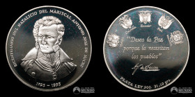 Venezuela. Medalla: Bicentenario de Antonio Jose de Sucre. 1995. Plata.