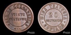 Chile. Ficha: 20 Centavos. Mina Travesia. S/F.