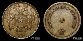 Chile. Boton tipo perilla con escudo de Chile. 1878.