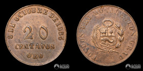 Peru, Lima. Ficha: 20 Centavos "Pro Monumentos Grau". 1935.