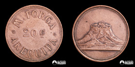 Peru, Arequipa. Ficha: 20 Centavos. Miguel Forga. S/F.