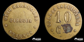 Peru, Pisagua (Tarapaca). Ficha: 10 Centavos. Oficina Bearnes. 1870.