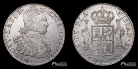 Chile. Boton numismatico fabricado con moneda de 8 Reales de Santiago. Plata.