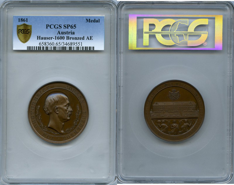 Archduke Johann bronzed copper Specimen "50th Anniversary" Medal 1861 SP65 PCGS,...