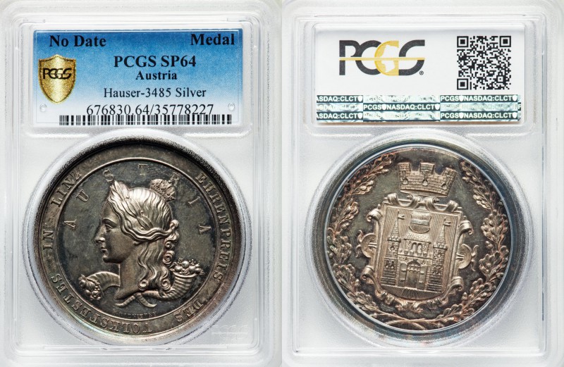 "Honorary Prize" silver Specimen Medal ND (c. 1862) SP64 PCGS, Hauser-3485, Wurz...