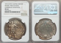 Vienna silvered bronze "Gambrinus Newspaper" Medal 1874 MS66 NGC, Wurzbach-9582. 39mm. 25.12gm. GAMBRINUS WIEN BRAUEREI & HOPFEN-ZEITUNG GEGRÜNDET 187...
