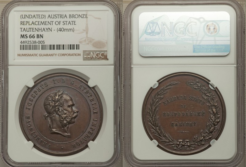 Franz Joseph I bronze "Replacement of State" Medal ND (1874) MS66 Brown NGC, 40m...