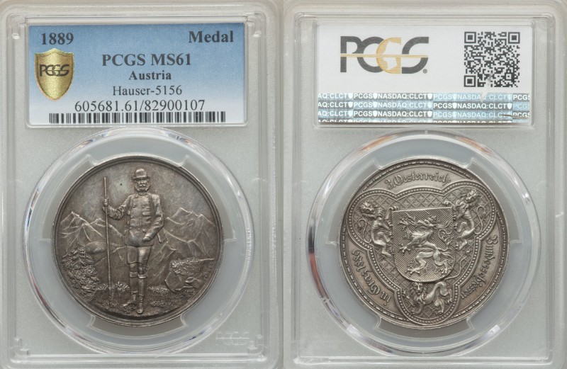 Franz Joseph I silver "Shooting" Medal 1889 MS61 PCGS, Hauser-5156, Frühwald 191...