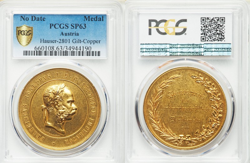 Franz Joseph I gilt copper Specimen Medal ND (c. Late 19th century) SP63 PCGS, H...