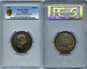 Franz Joseph I silver Specimen "State Prize of the Exhibition in Temesvar" Medal 1891 SP64 PCGS, 47.7mm. 66.61gm. By J. Tautenhayn. Laureate bust righ...