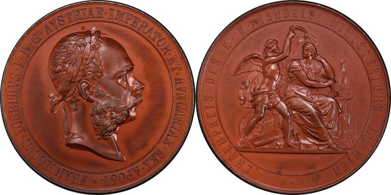 Franz Joseph I bronze Specimen "Honorary Prize of the Ministry of Commerce" Meda...