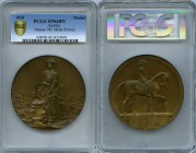 Franz Joseph I bronze Matte Specimen Medal 1910 SP64 Brown PCGS, Hauser 781. 75mm. 161.52gm. By Placht. Franz Joseph I on horse right / Bosnia standin...