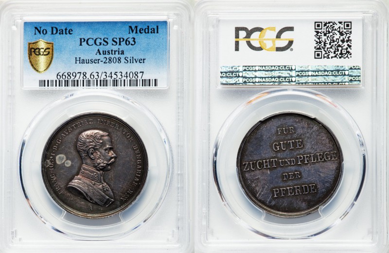 Franz Joseph I silver Specimen Medal ND (c. 1848-1916) SP63 PCGS, Hauser-2808. 3...