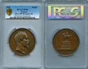 Napoleon III bronzed copper Specimen "Inauguration of Napoleon I Statue at Cherbourg" Medal 1858 SP65 PCGS, Divo-359. 60mm. Head right / View of the s...