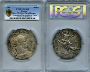 "Exposition Universelle of Paris" silver-plated bronze Specimen Medal 1900 SP65 PCGS, Maier-79. 63mm. By Jules Jules Clément Chaplain. 64mm. Capped he...