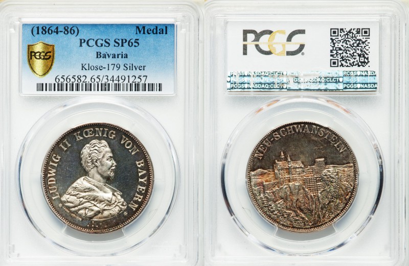 Bavaria. Ludwig II silver Specimen Medal ND (1864-86) SP65 PCGS, Wittelsbach 298...