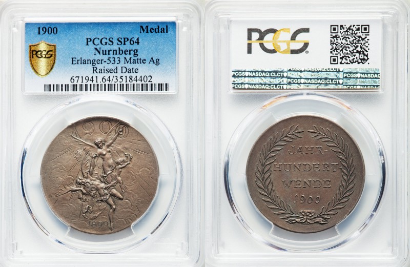 Nürnberg silver Matte Specimen "Turn of the Century" Medal 1900 SP64 PCGS, Erlan...