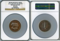 "Treaty of Paris" bronze Medal 1814 MS63 Brown NGC, Eimer-1045, BHM-802, Diakov-385. 48mm. NVNQVAM VIDEBIMVS EIS SIMILES ITERVM (around) / THOMASON DI...