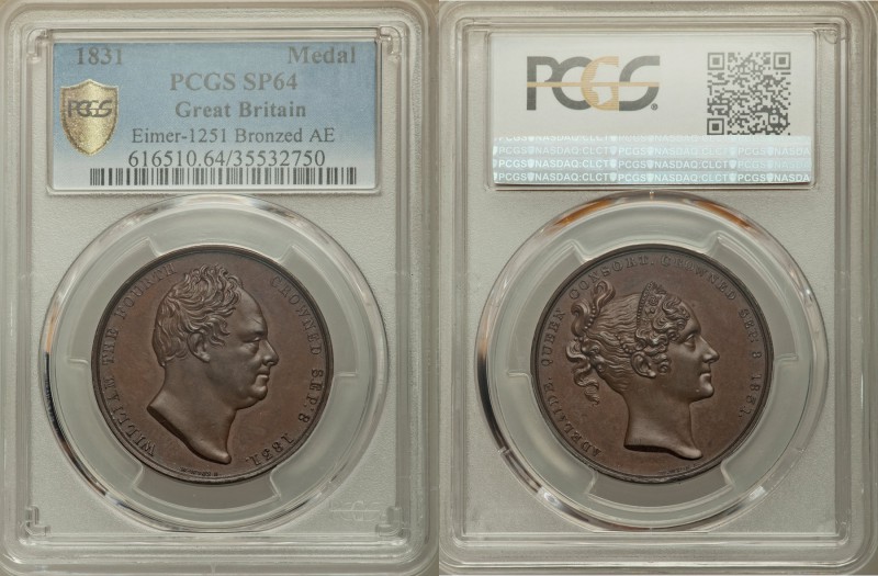 William IV bronzed copper Specimen "Coronation" Medal 1831 SP64 PCGS, Eimer-1251...