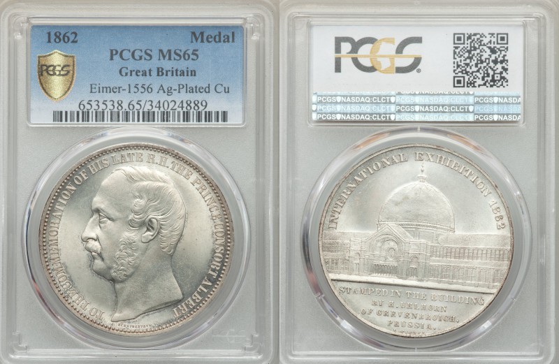 Prince Consort Albert silver-plated copper Commemorative Medal 1862 MS65 PCGS, E...