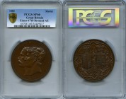 Prince Henry of Battenberg and Princess Beatrice bronzed copper Specimen "Wedding" Medal 1885 SP66 PCGS, Eimer-1718. 64mm. A. Wyon. Conjoined heads of...