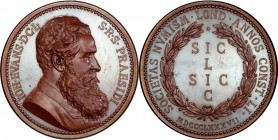 Sir John Evans bronzed copper Specimen "Golden Jubilee of The Numismatic Society of London" Medal 1887 SP64 PCGS, BHM 3344; Eimer 1729. 57mm. 101.68gm...