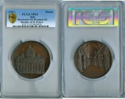 "Saint Peters Basilica" bronzed copper Specimen Medal ND (1857) SP63 PCGS, Hoydonck-152. 60mm. 95.85gm. BASILICA DI S. PIETRO A ROMA. View of the exte...