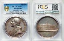 Papal States. Pius IX silver Specimen Medal Anno XVIII (1863) SP62 PCGS, Rinaldi-57. 43.70mm. 37.60gm. By G. Bianchi. Bust left / View of Papal Cigar ...