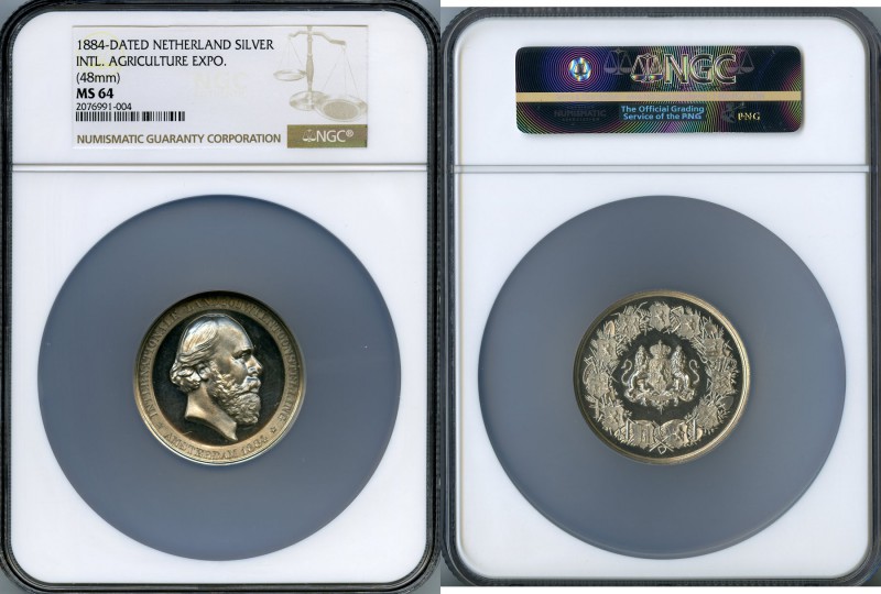 William III silver "International Agriculture Exhibition" Medal 1884 MS64 NGC, 4...