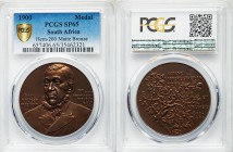 Paul Kruger bronze Matte Specimen Medal 1900 SP65 PCGS, Hern-260. 40mm. By Anton Scharff. Bust of President Kruger three-quarters left / Oak and olive...