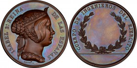 Isabel II bronzed copper Specimen "Army Engineers Corps" Medal ND (1847-60) SP65 PCGS, Vives-818, Forrer-IV, p560. 56.5mm. 99.13gm. By Pingret. Edge: ...