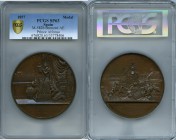 Alfonso XII bronzed copper Specimen "Birth" Medal 1857 SP63 PCGS, Crus.-582b.72mm. 204.8gm. ORIETUR IN DIEBUS ESUS IUSTITIA ET ABUNDANTIA PALIS. Queen...